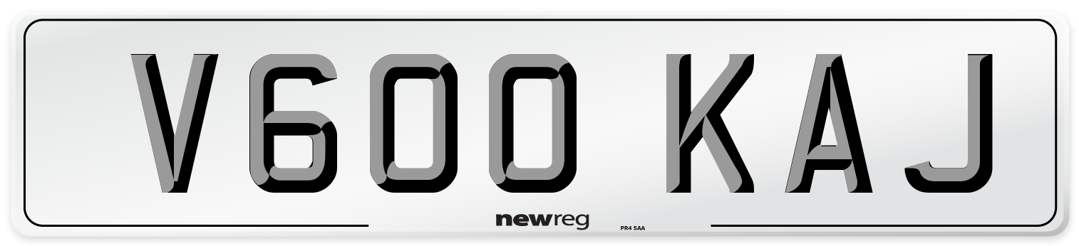 V600 KAJ Number Plate from New Reg